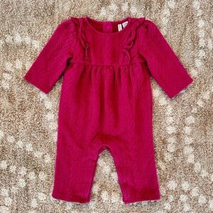 Janie and Jack Burgundy Ruffle Romper